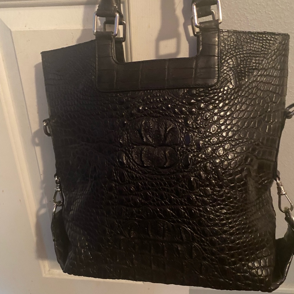 Black Crocodile Women's Bag with strap